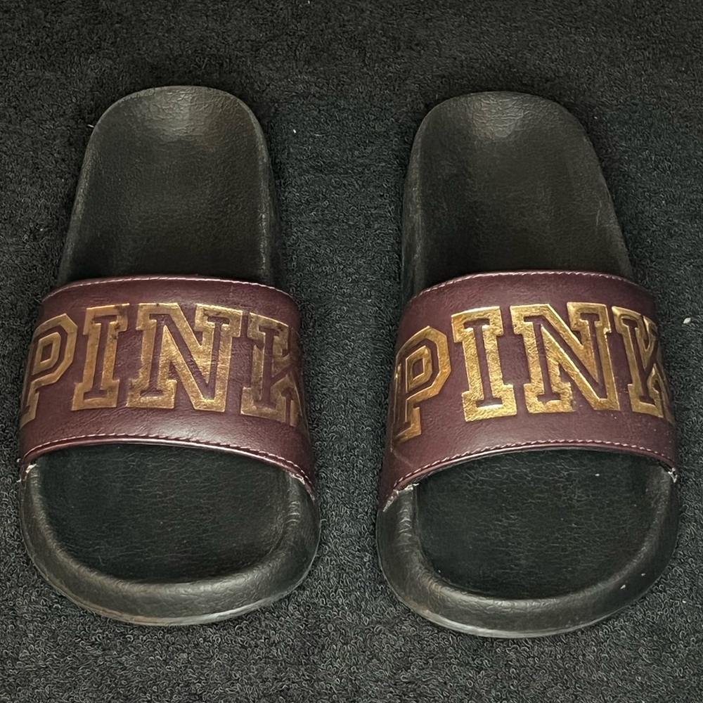 Maroon “PINK” slides Size Large (US 9-10)